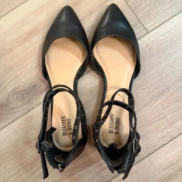 Bleecker & Bond| EUC Women’s Black Ankle Strap Ballet Flats in Size 7 - Picture 4 of 12